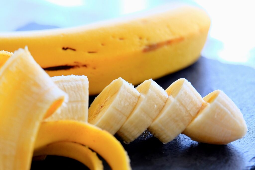 banana, fruit, peeled